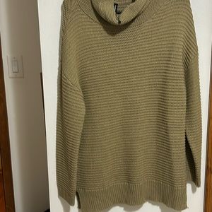 Great with legging!! Long turtleneck sweater, size M, dark tan